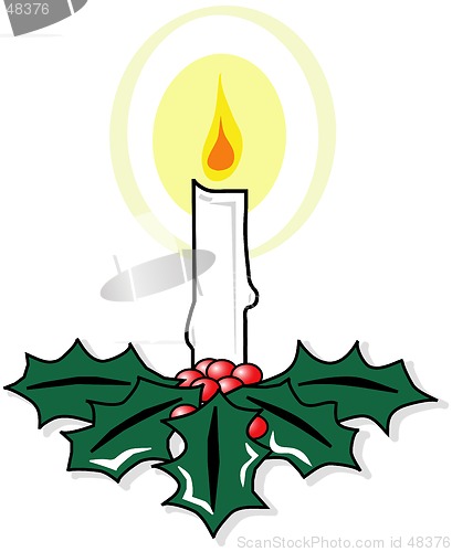 Image of Christmas Candle and Holly