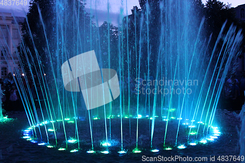 Image of colored fountains in city park