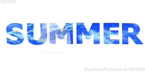 Image of word summer by blue sky letters isolated