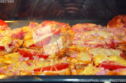 Image of hot sandwiches cooking in the kitchen-range