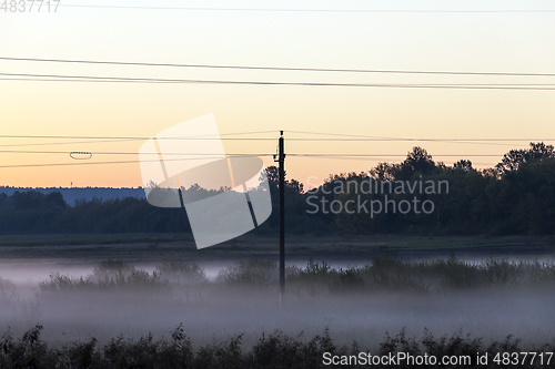 Image of power line, morning