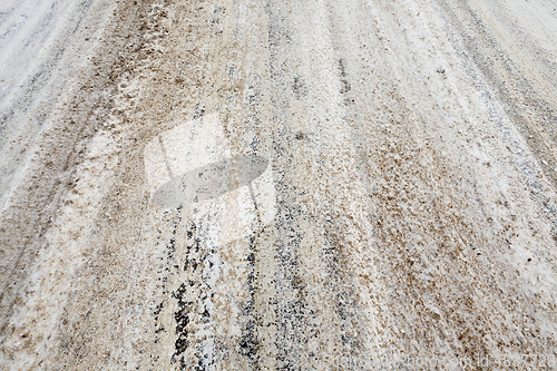 Image of Road in winter, a close-up