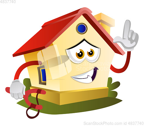 Image of House is holding slingshot, illustration, vector on white backgr