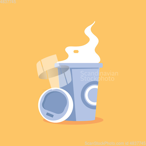 Image of Hot coffee vector or color illustration