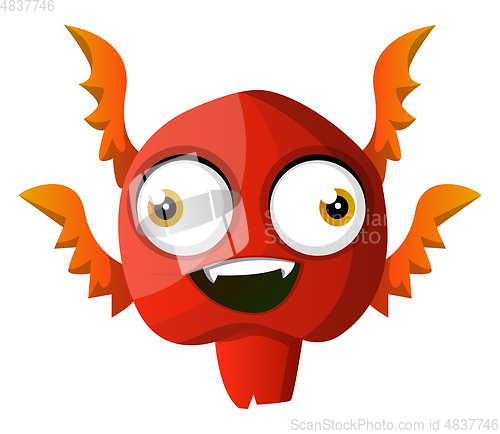 Image of Red smiling monster illustration vector on white background
