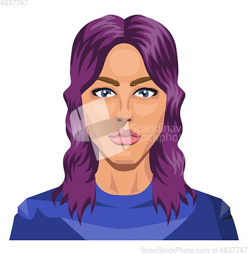Image of Pretty girl with purple hair illustration vector on white backgr