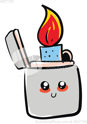 Image of A cute lighter with flame vector or color illustration