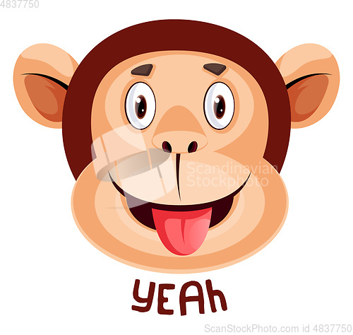 Image of Monkey is saying yeah, illustration, vector on white background.