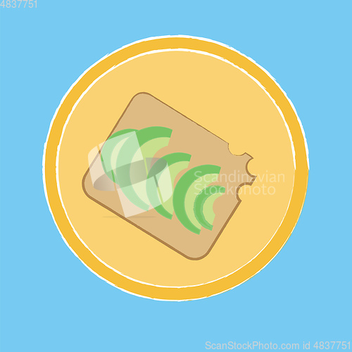 Image of Clipart of the delicious avocado toast over blue background vect