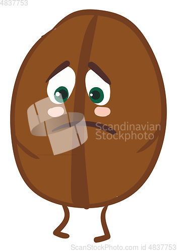 Image of A sad coffee bean vector or color illustration