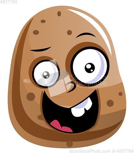 Image of Creepy looking brown potato illustration vector on white backgro