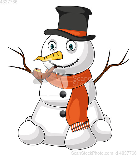 Image of Snowman with pipe illustration vector on white background