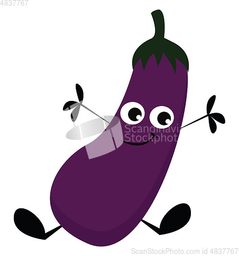 Image of Cartoon eggplant vector or color illustration