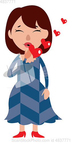 Image of A woman full of love sending kisses illustration vector on white