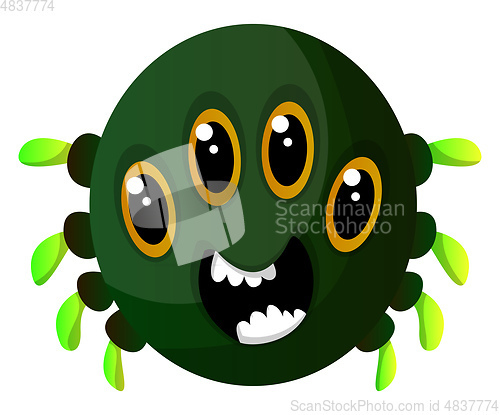 Image of Green monster with four eyes illustration vector on white backgr