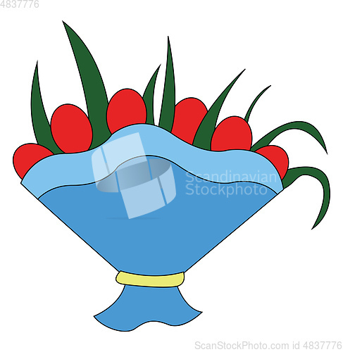 Image of A blue flower bouquet vector or color illustration