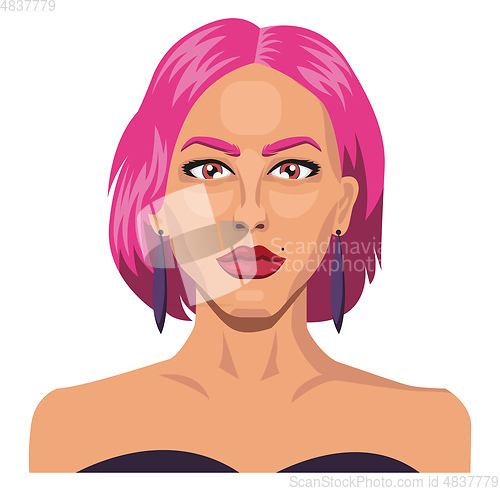 Image of Girl with short pink hair illustration vector on white backgroun