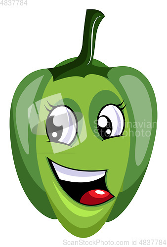 Image of Happy green capsicum illustration vector on white background