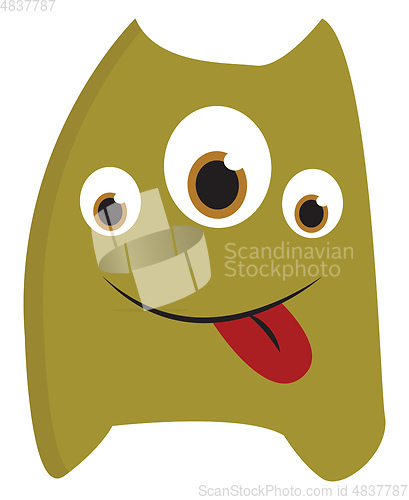Image of A green monster with three eyes vector or color illustration