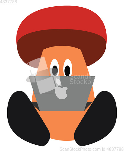 Image of Mushroom with a computer illustration vector on white background