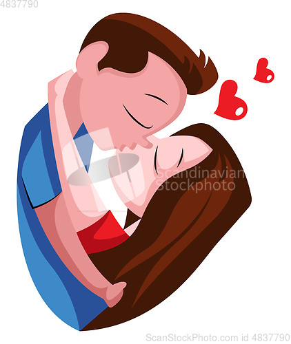 Image of Girl and boy kissing illustration vector on white background