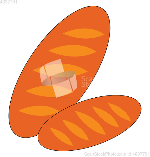 Image of Portrait of two loaves of bread vector or color illustration
