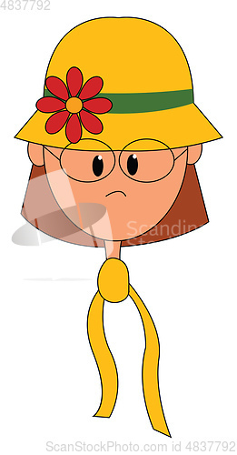 Image of A thin boy wearing yellow scarf vector or color illustration