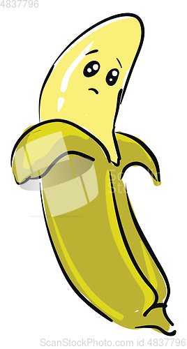 Image of A sad banana open vector or color illustration