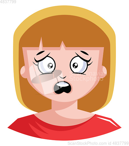 Image of Blonde woman is very anxious illustration vector on white backgr