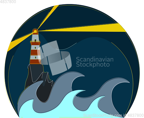 Image of Glowing lighthouse vector or color illustration