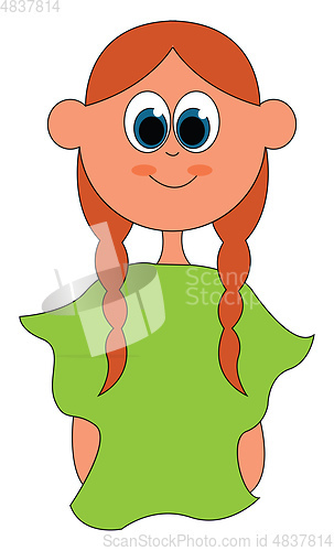 Image of A girl wearing green blouse vector or color illustration