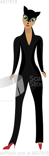Image of Painting of a cat woman vector or color illustration