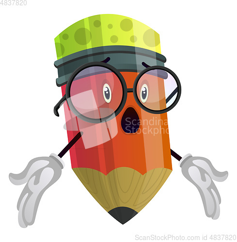 Image of Red pencil doesn\'t understand illustration vector on white backg