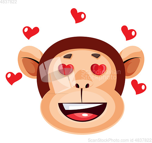 Image of Monkey happy face with hearts, illustration, vector on white bac