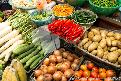 Image of Fruits and vegetables at a farmers market