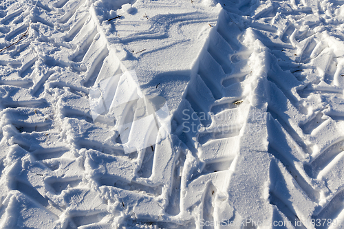 Image of Traces of the car in the snow