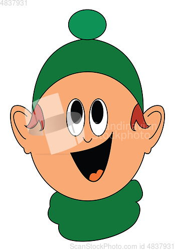 Image of A happy child with green hat vector or color illustration