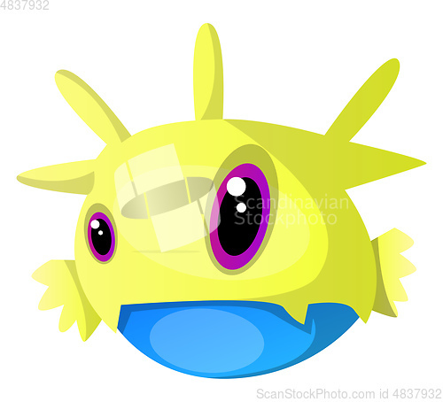 Image of Yellow monster with different size eyes illustration vector on w