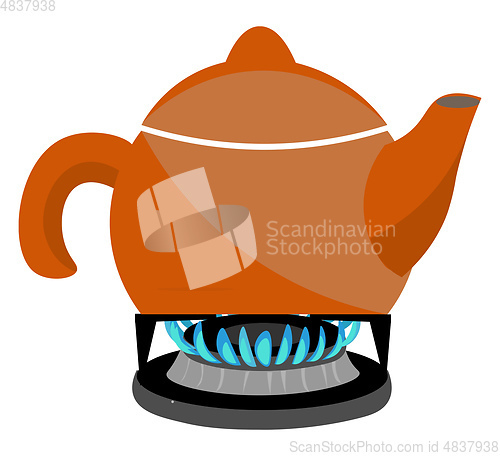 Image of kettle on a gas stove vector or color illustration