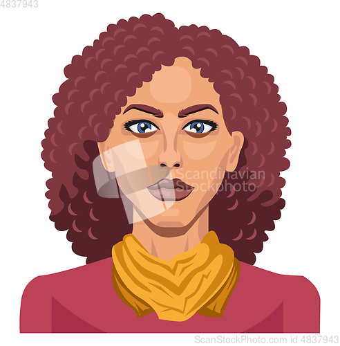 Image of Pretty girl with curly red hair illustration vector on white bac
