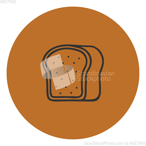 Image of Portrait of an out sketch of a loaf of bread over brown backgrou
