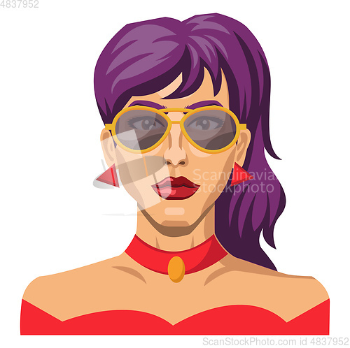 Image of Girl with purple hair and glasses illustration vector on white b