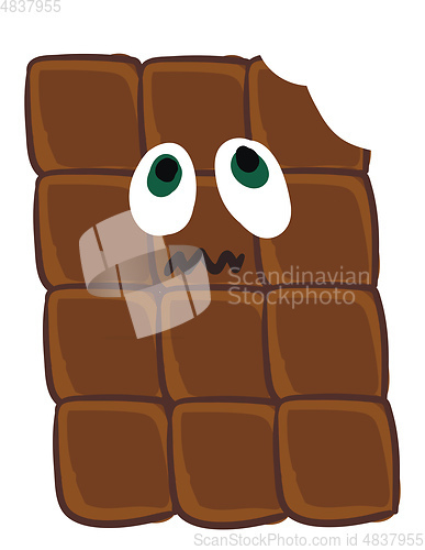 Image of A scared chocolate bar vector or color illustration