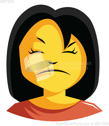 Image of Woman in red top is looking bit cranky illustration vector on wh