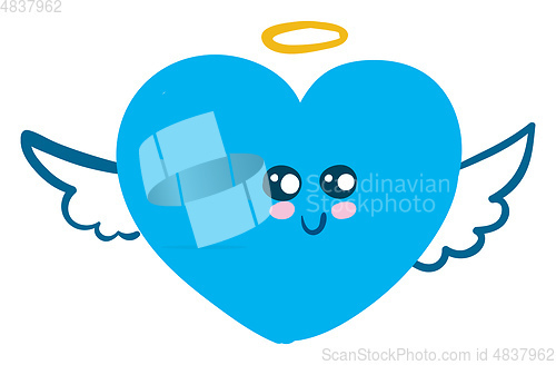 Image of Clipart of a smart blue angel heart vector or color illustration