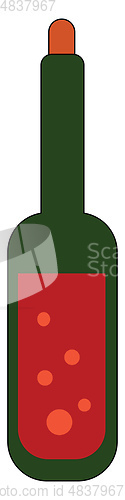 Image of A bottle of tasty red wine vector or color illustration