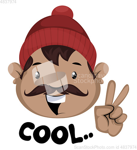 Image of Man is showing cool with hand gesture, illustration, vector on w