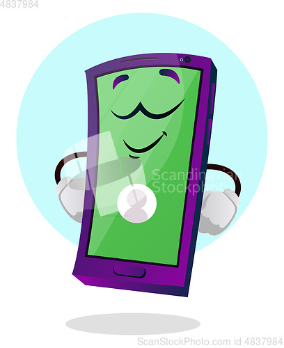 Image of Green happy mobile emoji illustration vector on white background