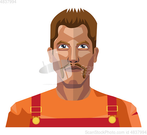 Image of Worker with mustaches illustration vector on white background