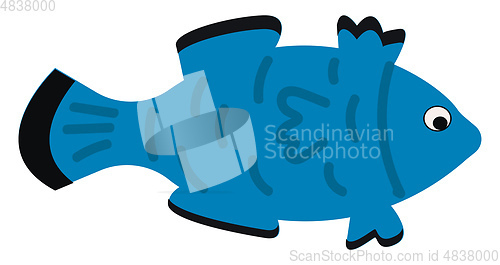Image of Drawing of a blue fish vector illustration 
